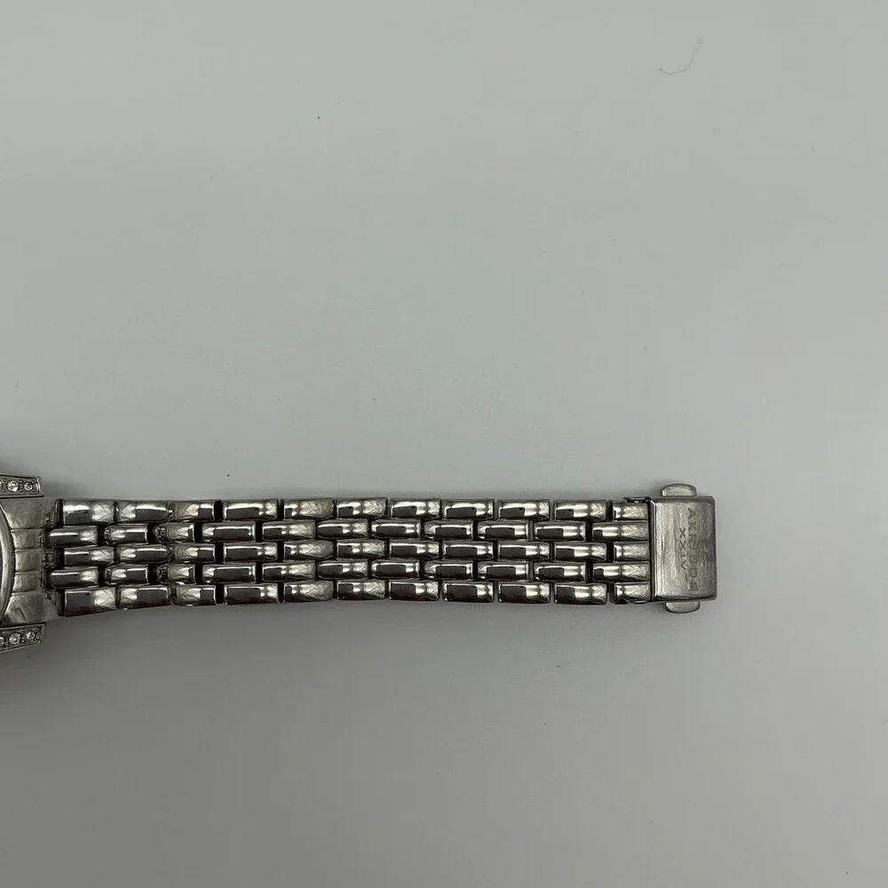 Akribos XXIV AK586SS Womens Watch 33mm White Dial Crystal Bezel New Battery 7.5
